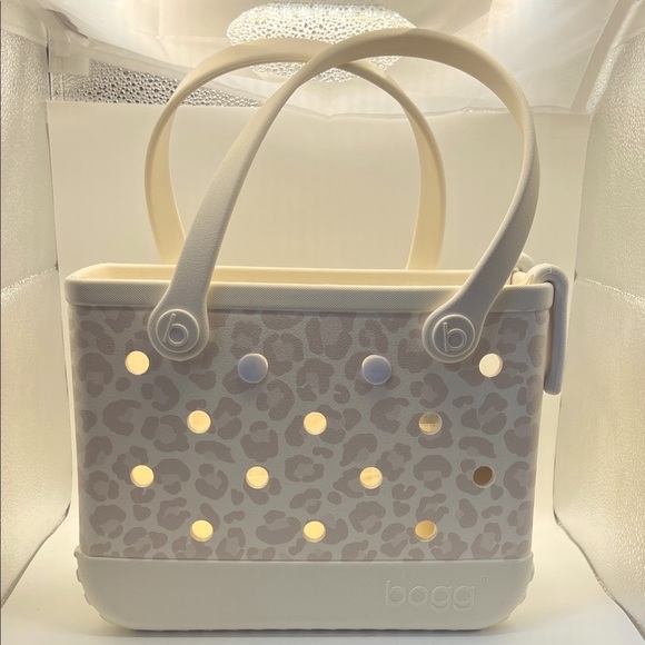 BOGG BAG Handbags - Bitty Bogg Bag - Cream Leopard Print Tote Bag & Cup Holder.